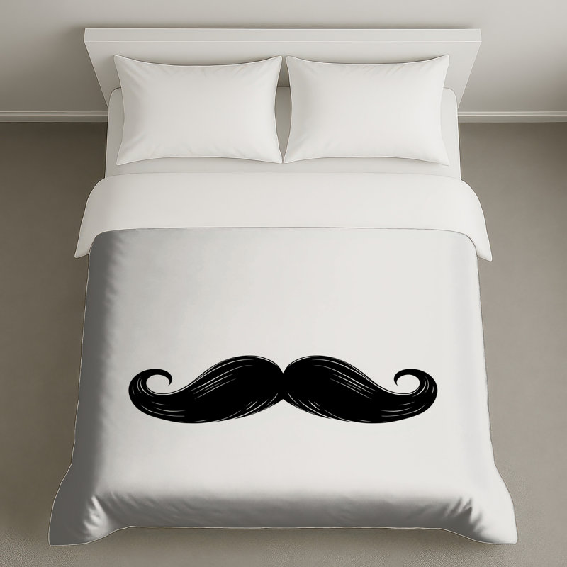 Housses de couette noires avec moustache frisée, Twin