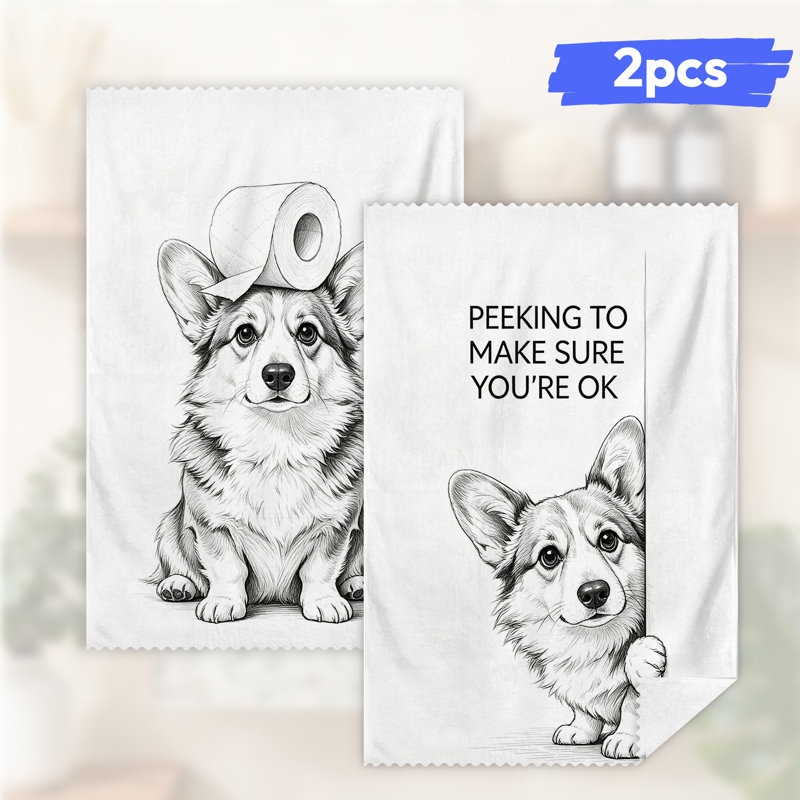  Linges de cuisine en microfibre, linges à vaisselle réutilisables absorbants, décoratifs résistants à la décoloration, 16 po x 24 po, caniche noir et blanc