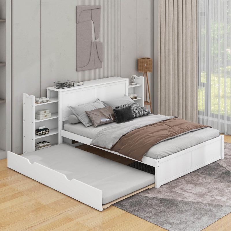 Lit plateforme avec rangement et lit gigogne, Grand lit