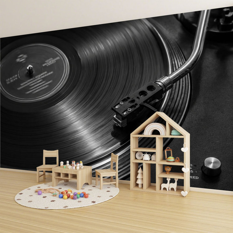 Murale auto-adhésive moderne pour la chambre à coucher avec plateau tournant tourne-disque L 69 "x l 96" Peel and Stick