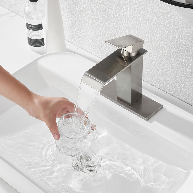 Single-handle Bathroom Faucet with Drain Assembly, Brushed Nickel