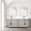 Meuble-lavabo double en chêne blanc 80 po X P 22 po D, avec plateau en quartz blanc-117980364