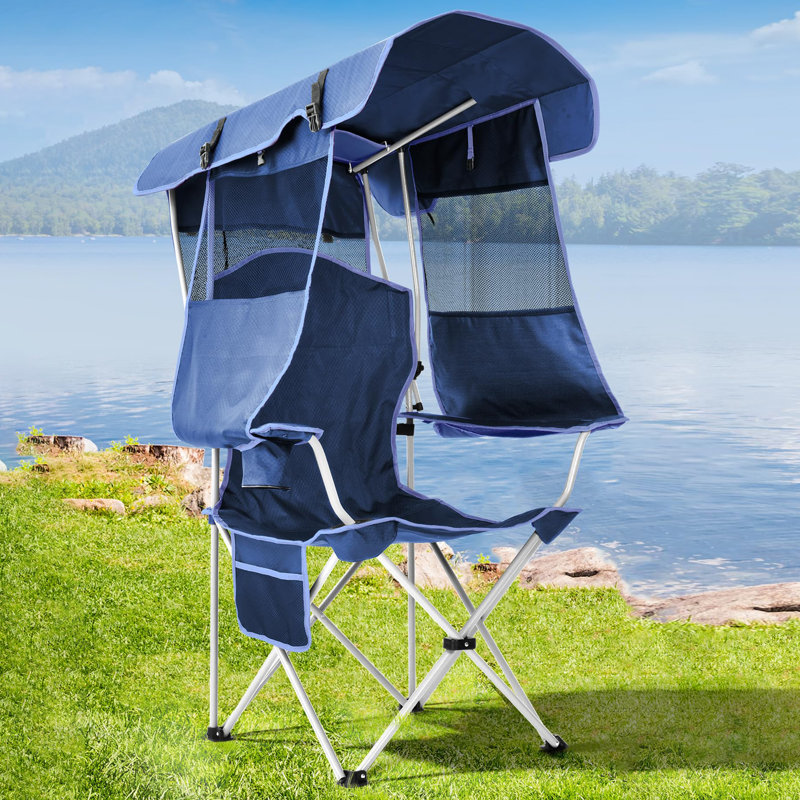 Chaise de plage avec abat-jour, Argent argent, Marine
