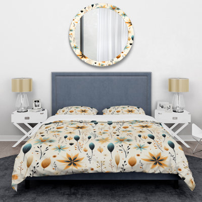 Earthy Elegance Boho Pattern II - Floral Duvet Cover Set - Microfiber Polyester