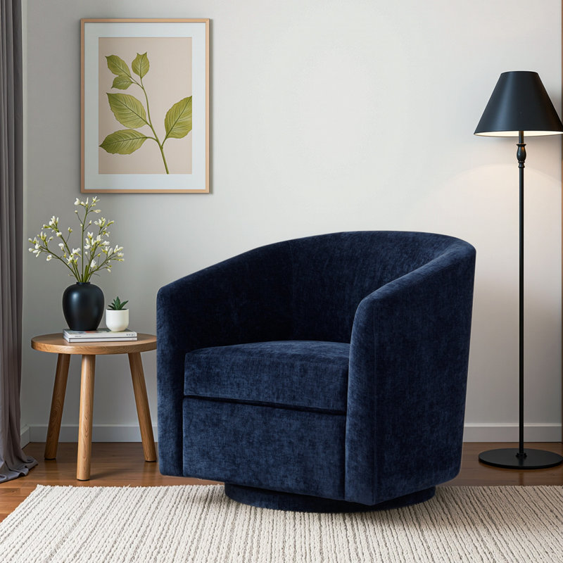 Caysey Upholstered Swivel Accent Chair (Set Of 2), Dark Blue