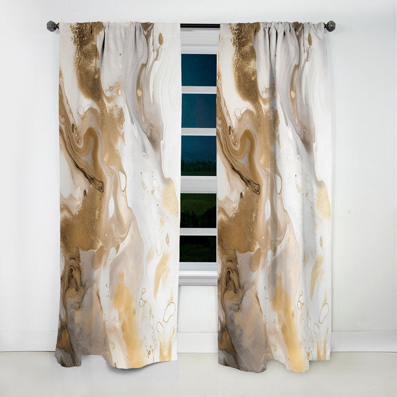 Or et gris A Marble Effect IV - Rideau occultant en marbre abstrait - 1 panneaux, L 52 po x L 63 po