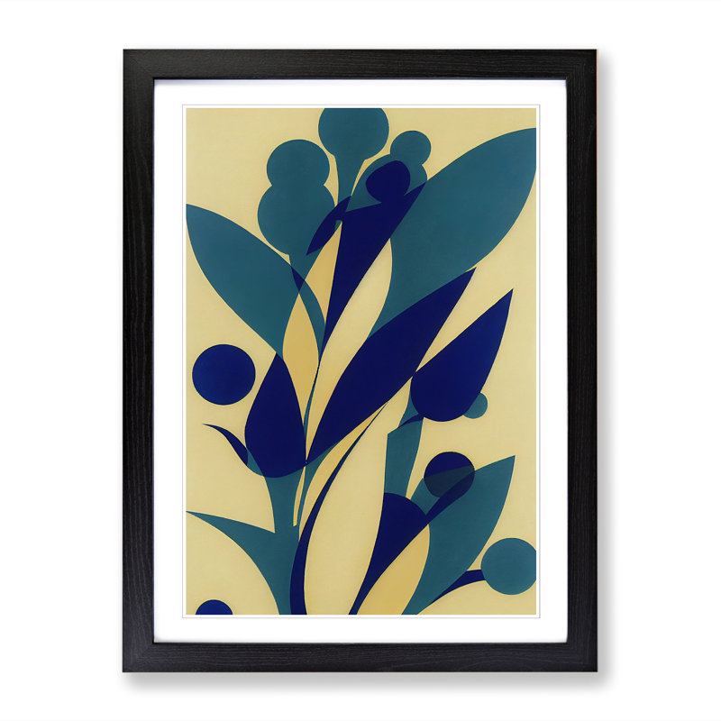 Bluebell Flower Suprematism - Single Picture Frame Print, Black Framed, 64cm H x 46cm W x 2cm D