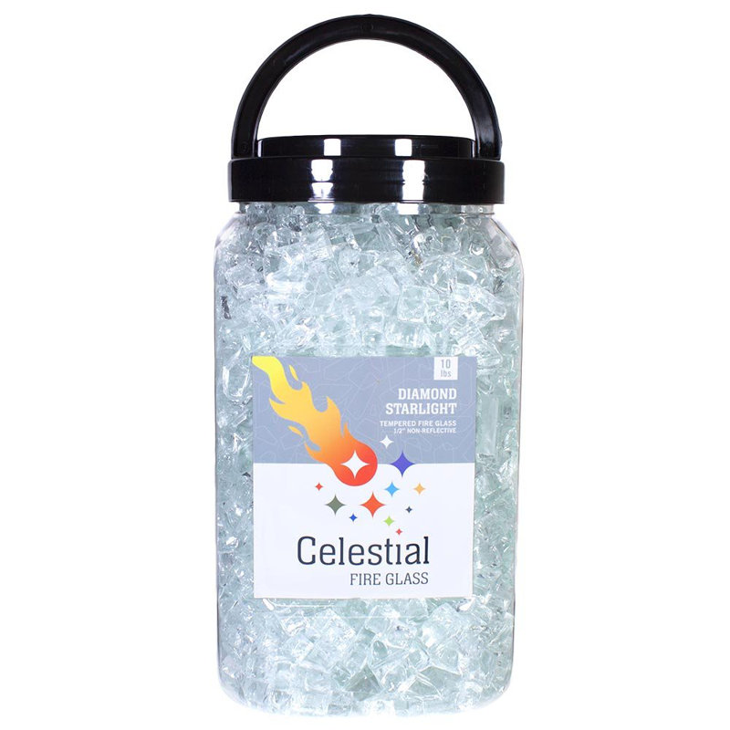 Ultra Clear Tempered Fire Glass in Diamond Starlight, 10 Pound Jar