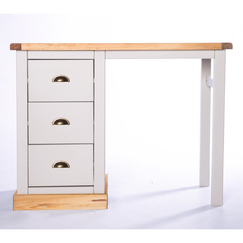 Brice Writing Desk, Grey/Wood, Brass