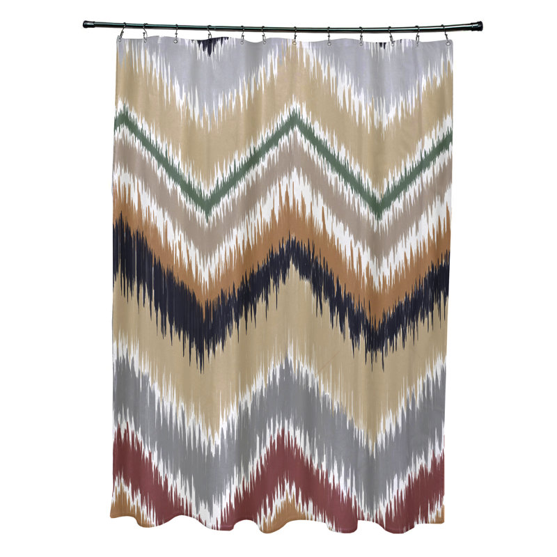 Rideau de douche simple chevron Arlington, Bleu marine / taupe