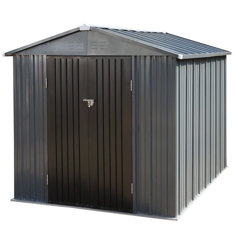 8 ft. W x 6 ft. D Metal Storage Shed, Gray