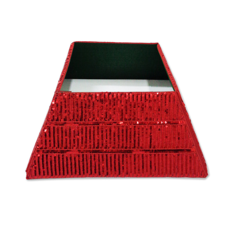 Collier d'arbre de Noël réglable perlé à la main - Paillettes rouges