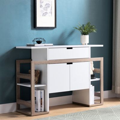 Buffet de cuisine blanc et taupe foncé - 4 tablettes, 1 tiroir, 2 portes pour améliorer l'efficacité et l'organisation de votre rangement avec tablettes