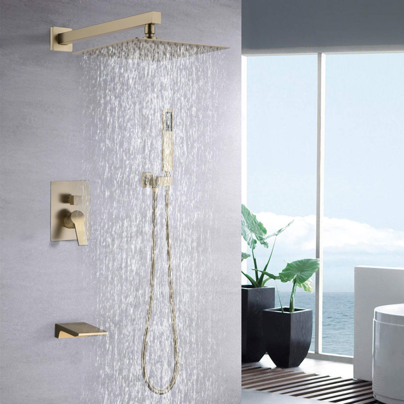 Robinet de douche mural avec système de pomme de douche à pluie 10 pouces
