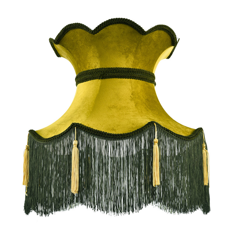 28cm H Velvet Empire Lamp Shade ( Screw On ) in Green