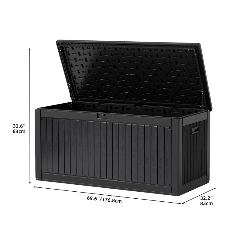 Coffre de terrasse extérieur en résine 260 gallons, Noir, noir, noir, noir