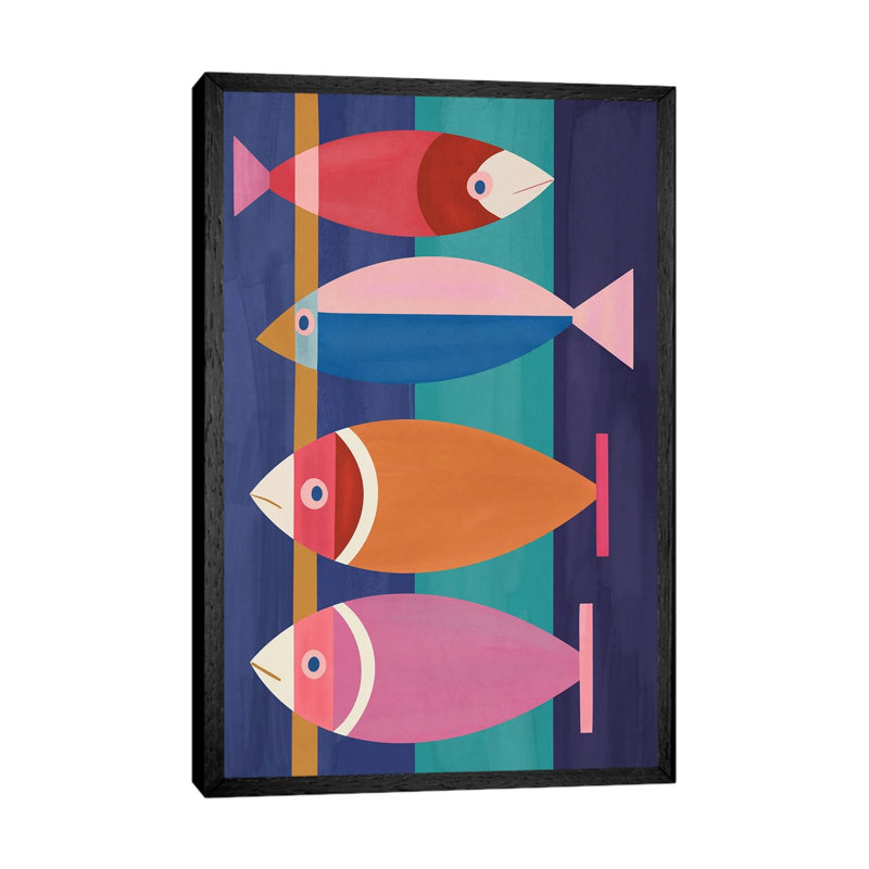 Colorful Abstract Fish by Gaite - Gallery-Wrapped Canvas Giclée on Canvas, 101.6 cm H x 66.04 cm W  x  4.445 cm D, Black