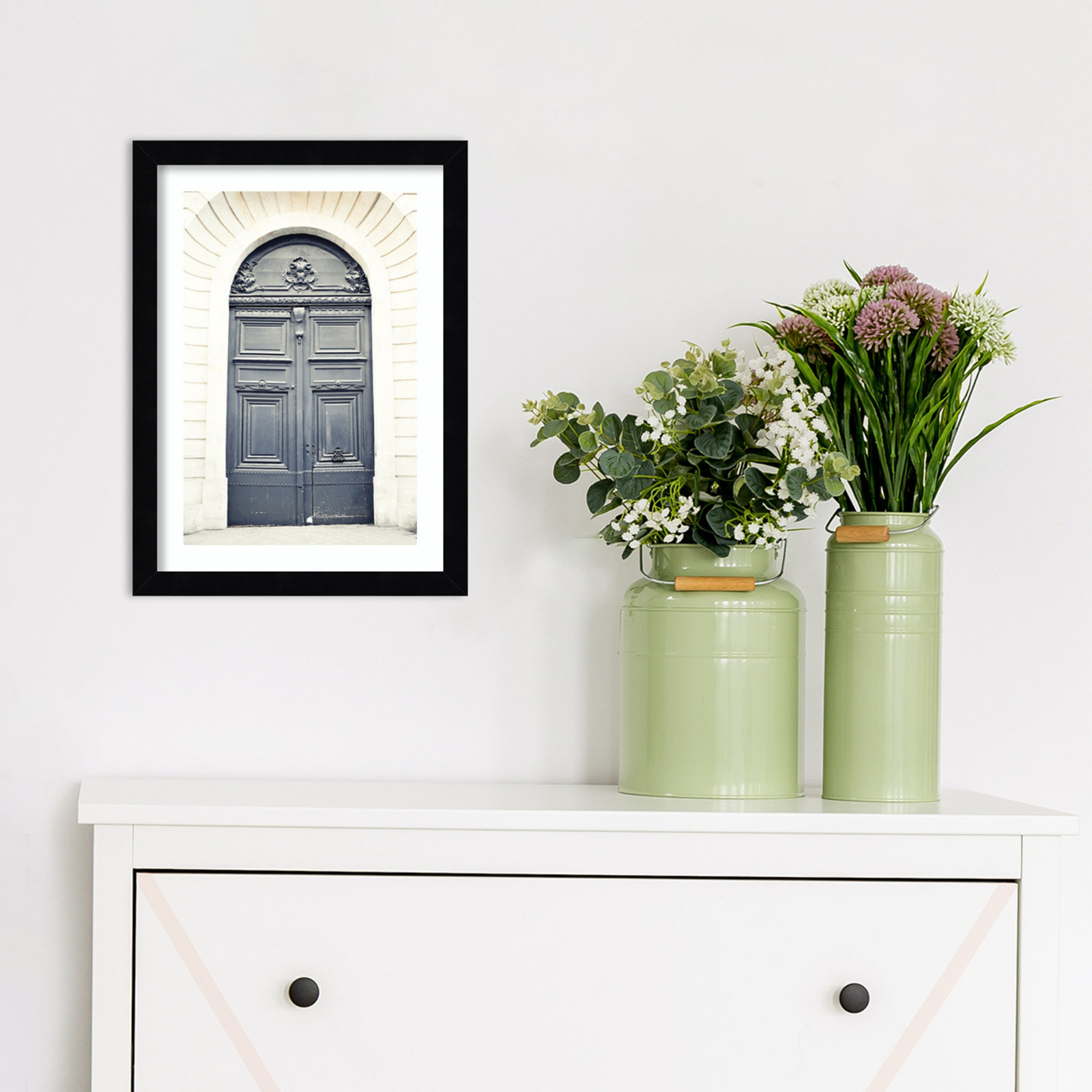 Black Paris Door Photo Print, 15" H x 11" W, Black