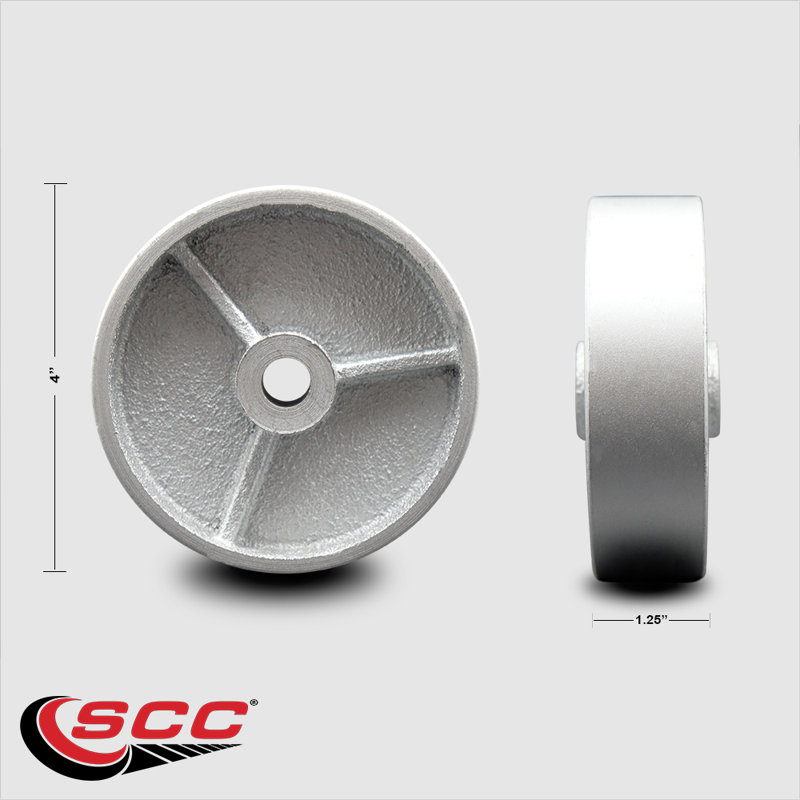 SCC - Roue en fonte semi-acier de 4 po seulement - Alésage de 1/2 po - Capacité de 350 lb