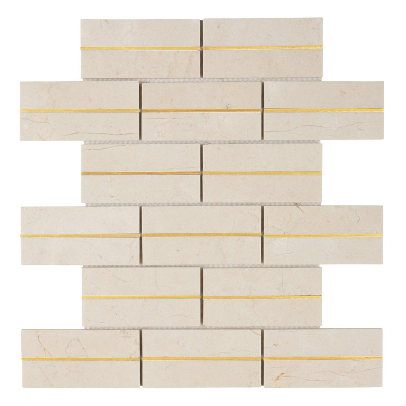 1" x 4" Brick Joint Mosaic Tile, Ivory