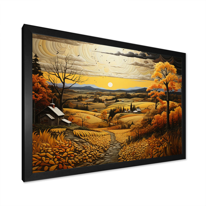 Farm Golden Harvest Pastoral III, H 30 po x l 40 po x P 1,5 po, Cadre simple noir
