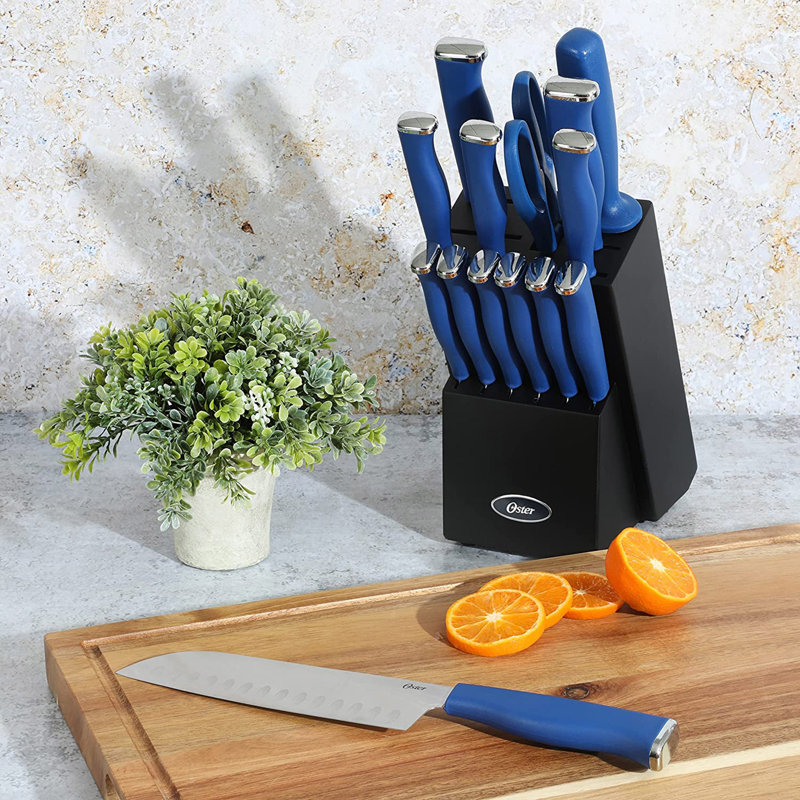 15 Piece Stainless Steel Blade Cutlery Set in Dark Blue, Dark Blue