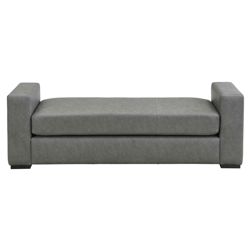Stylish And Durable Faux Leather Ottoman, Gray