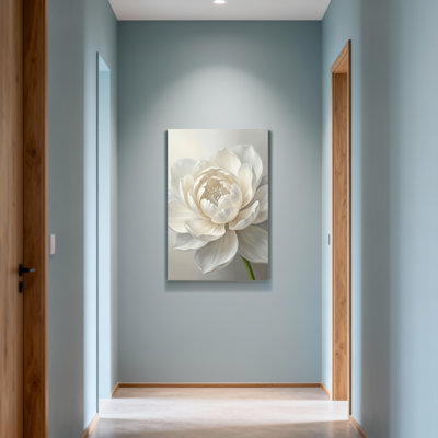 Plantes et fleurs, lotus blanc, reproduction d'art sur toile