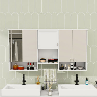 3-in-1 Medicine Cabinet with Adjustable Shelves, Soft-Closing Hinges and High-Definition Mirror