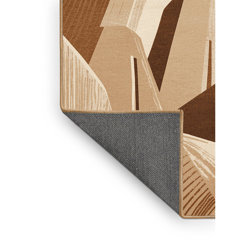 Soft Plush Benziger Modern & Contemporary Abstract Area Rug in Brown – LightBrown Binding, 7' Square