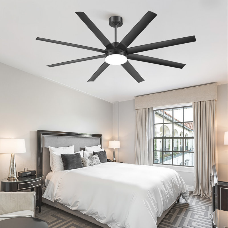  Ventilateur de plafond noir 65 "avec télécommande pour chambres et espaces de vie, 64.96" Wide, 136 RPM