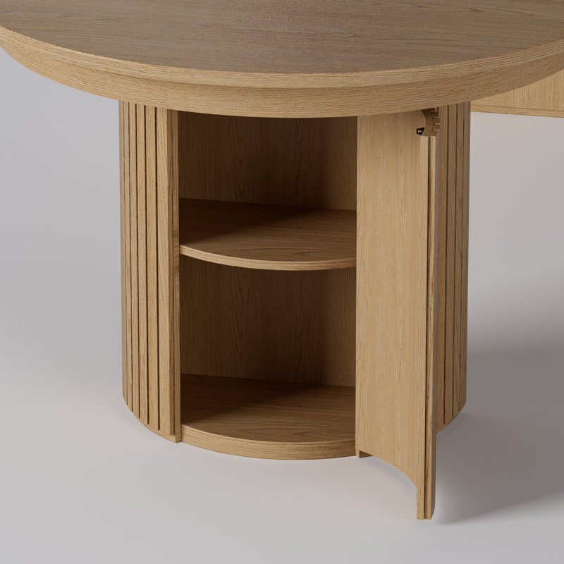 Bachman Extendable 45'' to 105" Oak Solid Wood Dining Table with Hiden Storage Space