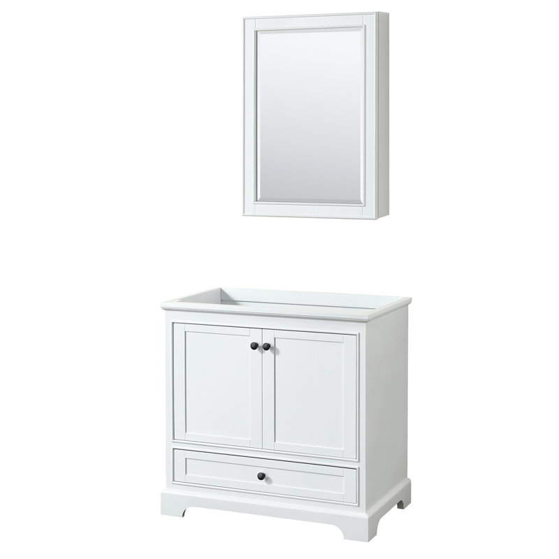 Base de meuble-lavabo simple autoportante 35,25 po Deborah, Blanc / noir mat