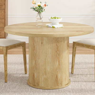 Round Dining Table with Solid Wood Base