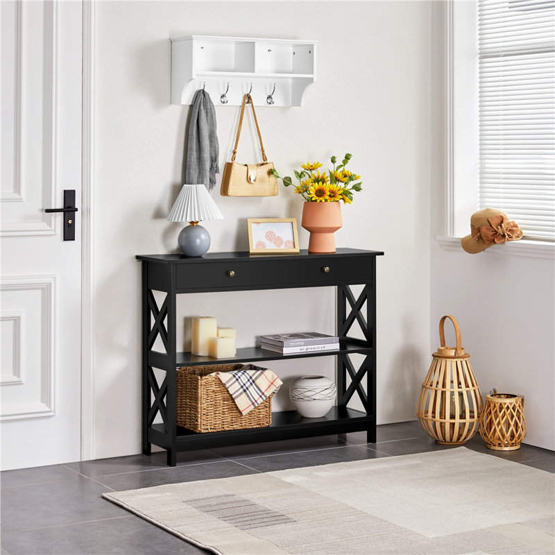 Wooden Console Table, Black, 80 cm H x 30 cm W x 100 cm L