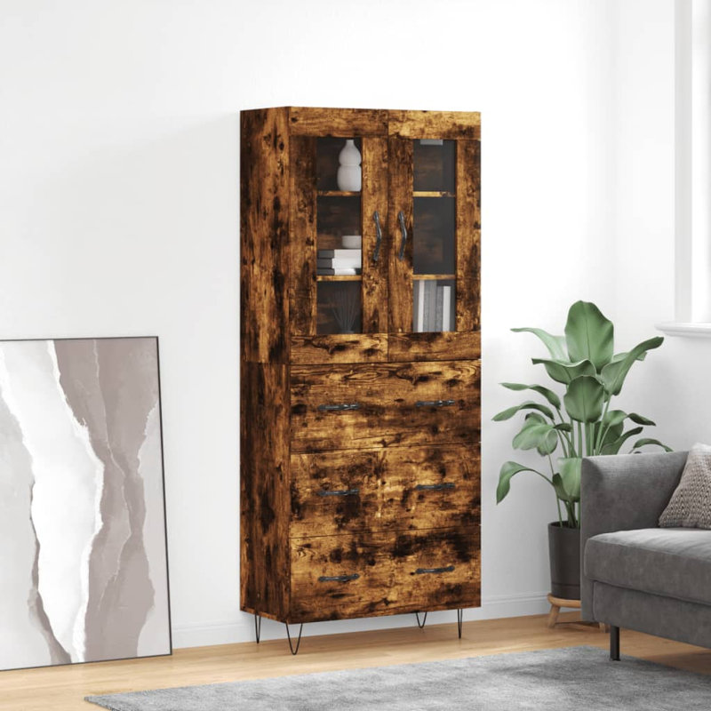 Tetteh 2 Door Manufactured Wood Wardrobe, Smoked Oak