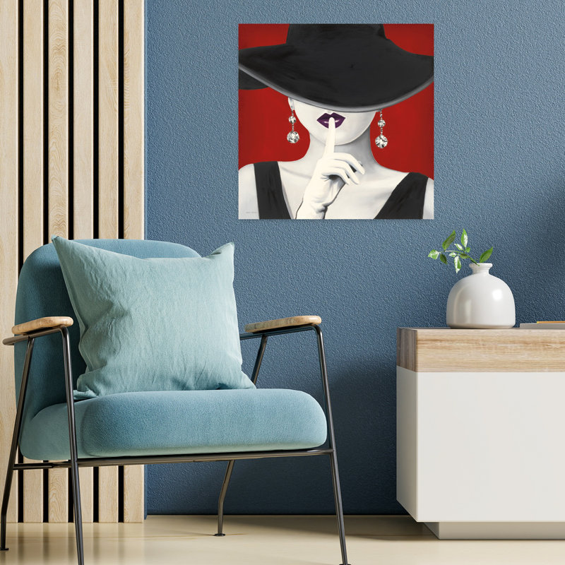 Haute Chapeau mauve, lèvres, art contemporain, H 18 po x l 18 po