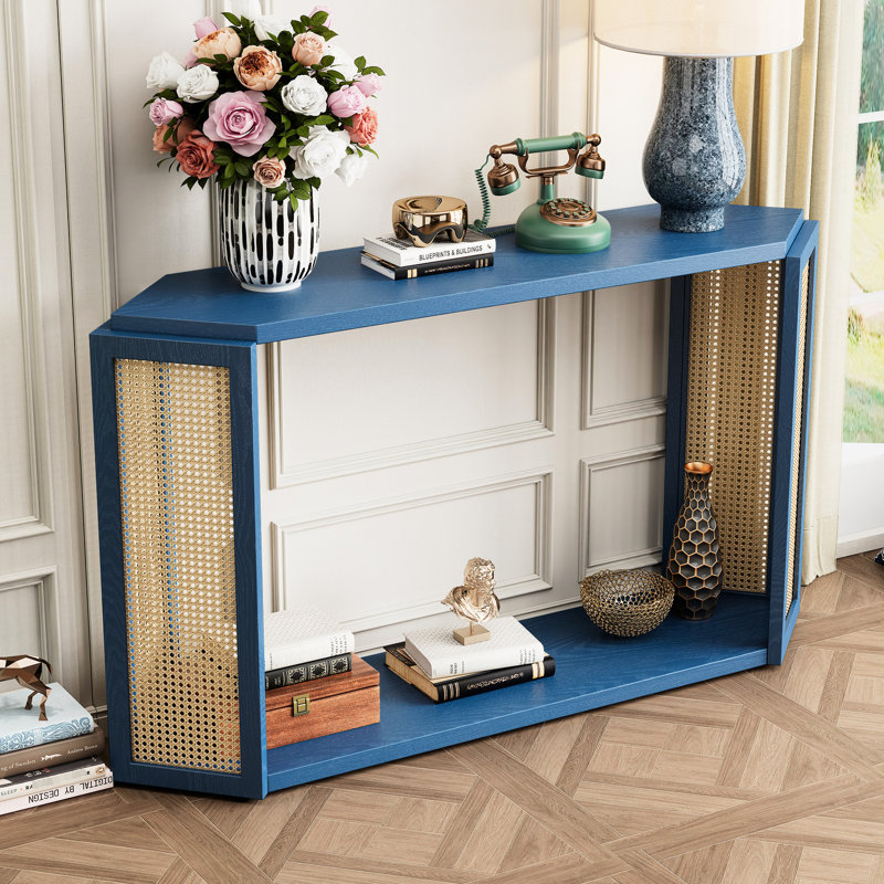 Console avec plateau solide, pour le salon et l'entrée, construction d'écurie bleue antique, couloir, Bleu antique