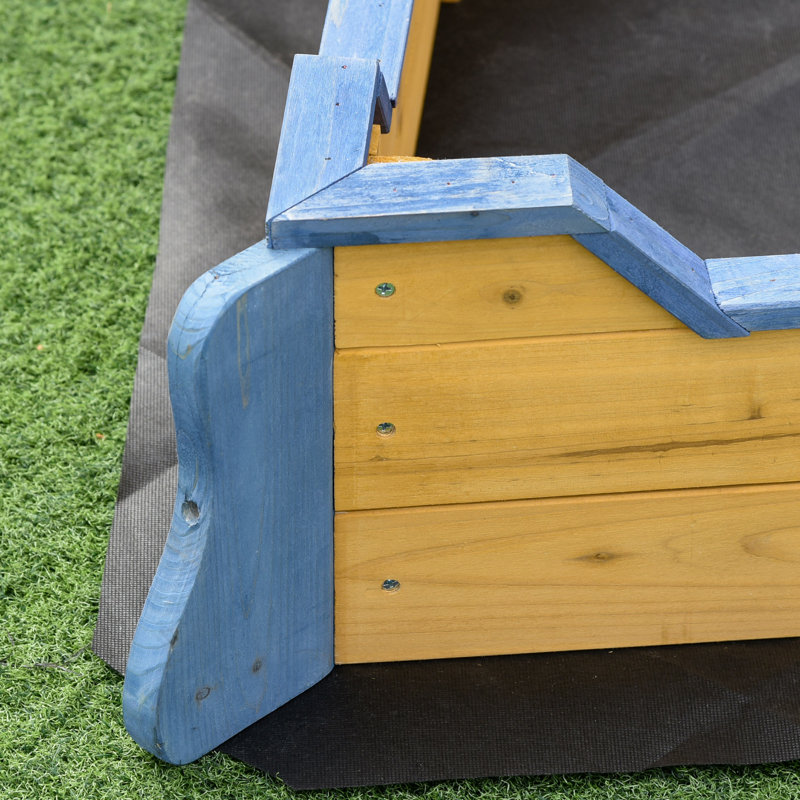 Outsunny 62.25'' x 18'' Solid Wood Novelty Sandbox, Natural 