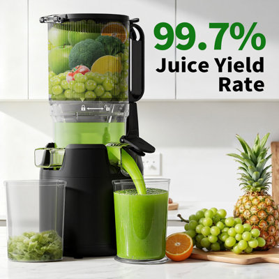 Presse-agrumes à froid - 5,3 po d'alimentation, capacité de 1,7 L, rendement élevé en jus, presse-agrumes, extracteur de jus lent puissant avec contrôle total de la pulpe Facile à nettoyer