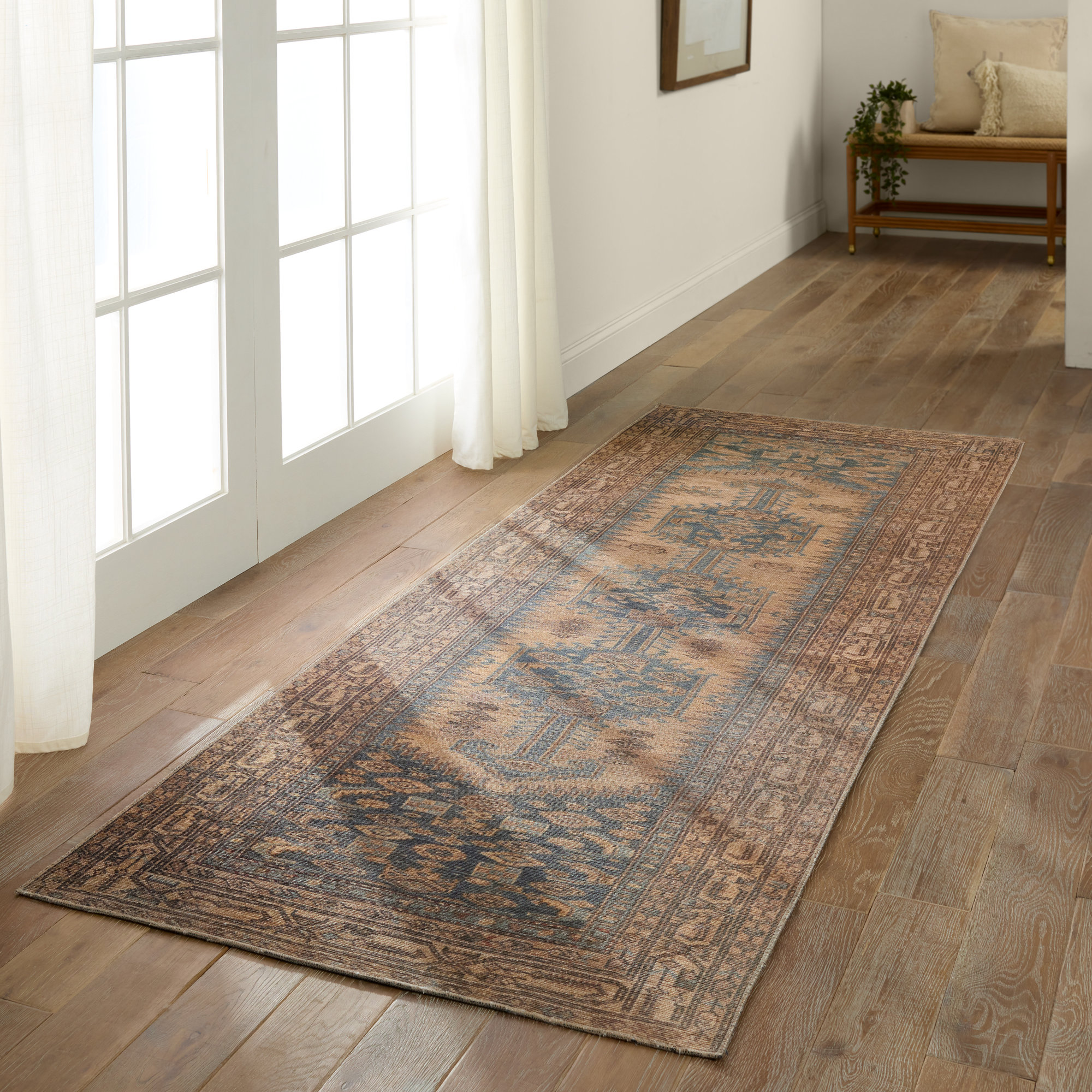 Blue/Brown/Tan Rug, Rectangle 3' x 5'
