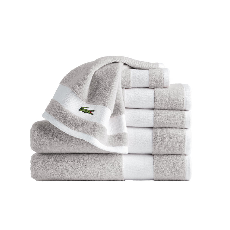 Lacoste Sports Stripe 100% Supima Cotton 6-Piece Towel Set, Micro Chip