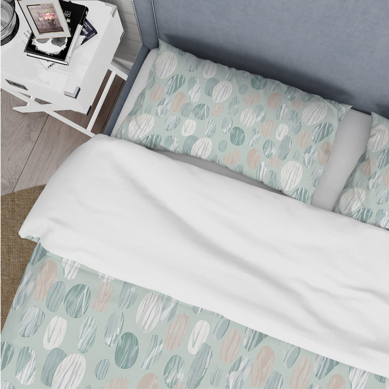 Blue Boho Circles - Boho Duvet Cover Set, Queen Duvet Cover + 2 Standard Shams