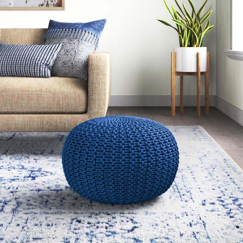 Repose-pieds rond large de 20 po Grimes, Cobalt