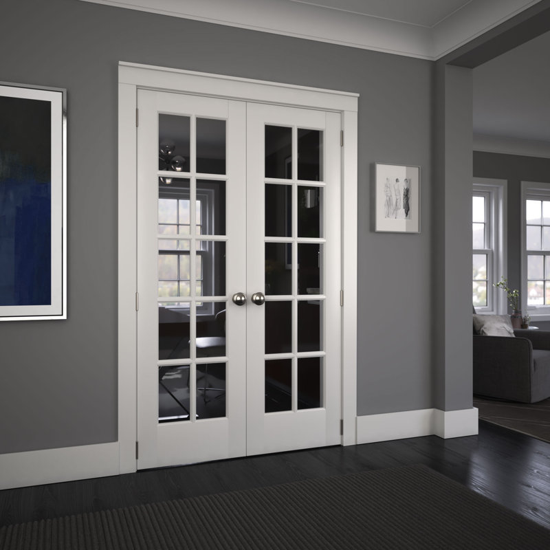 80-in 10-Lite Glass Wood Painted French Doors