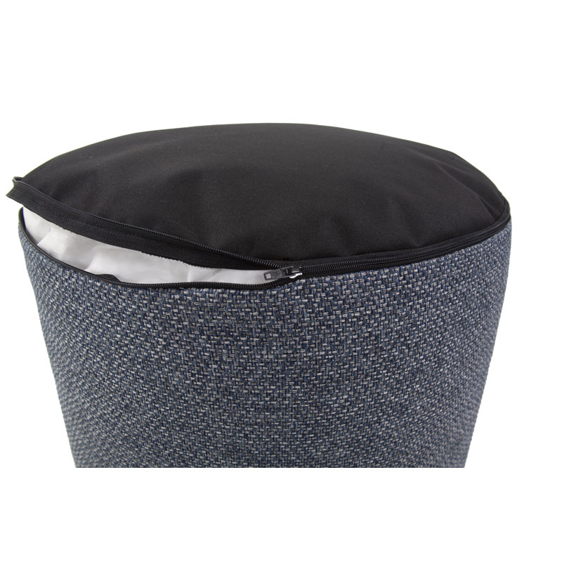 Upholstered Pouf, Panama Indigo Polyester