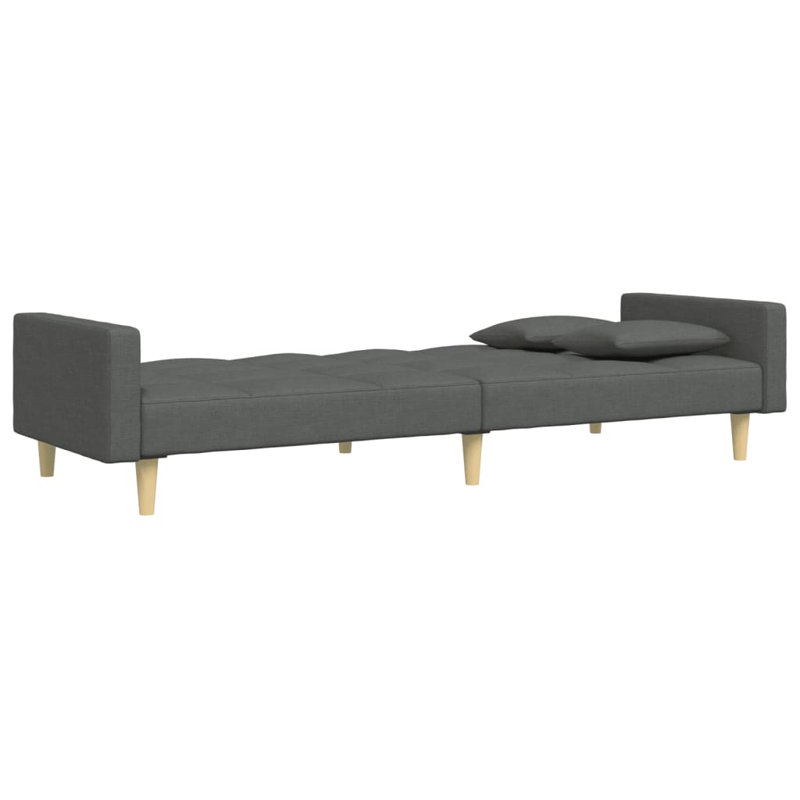  Canapé-lit 2 places en tissu de polyester gris foncé, Gris foncé, Naturel