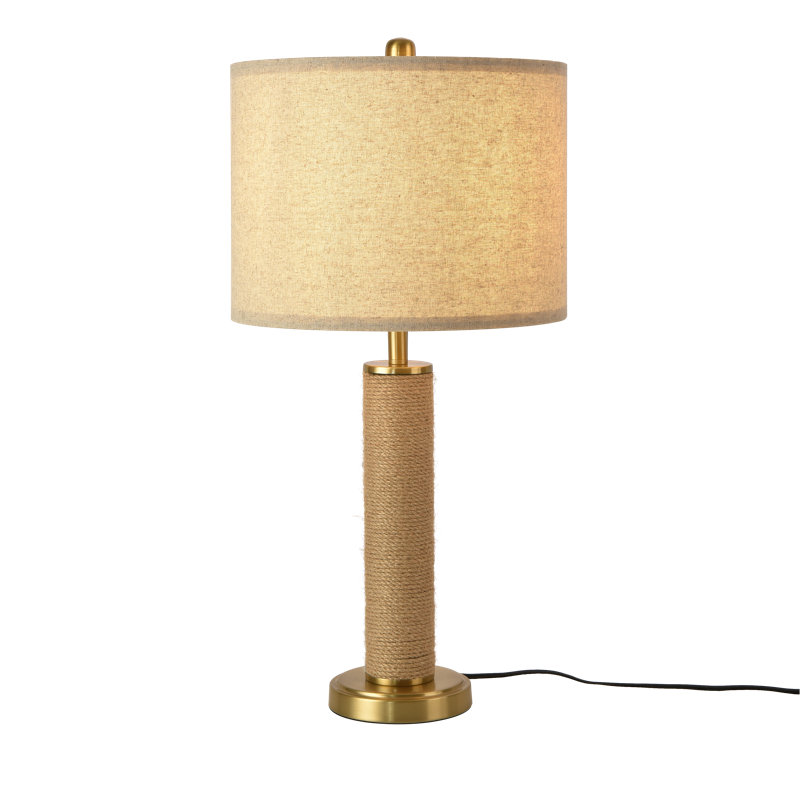 25.59 Inch Boho Brass Gold Jute Wrapped Table Lamp