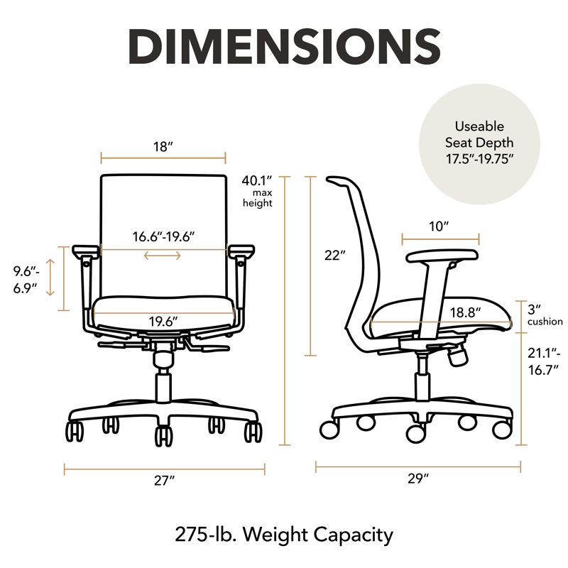 Convergence Mesh Ergonomic Task Chair, Fabric, Black