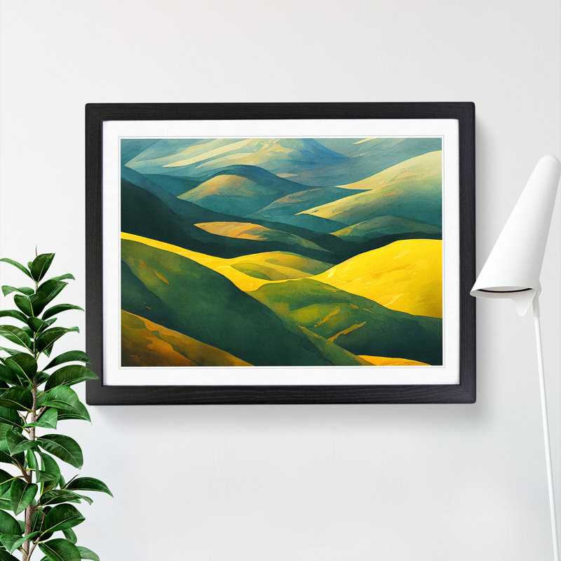 Spring Meadow Landscape View - Framed Print, 25cm H x 34cm W x 2cm D, Black